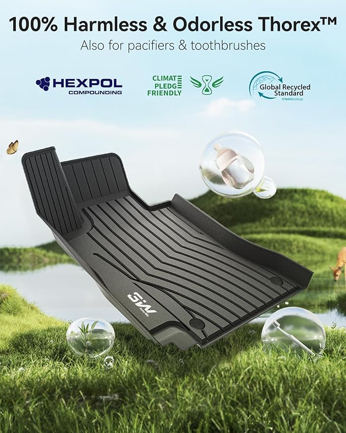 3W Floor Mats Fit for Mercedes Benz E-Class 2024 2025 2026 TPE All Weather Custom Fit Floor Liner for E300 E320 E350 E400 E550 E63, 1st&2nd Row Full Set Car Liners Black