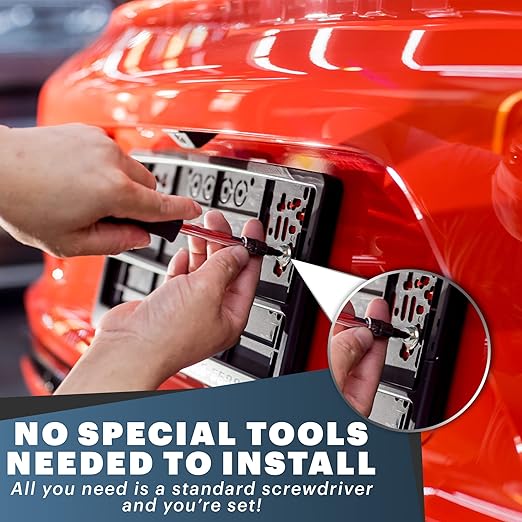 Chrome License Plate Screw Kit - Set of 8 Stainless Steel Fasteners for License Plates, Frames, and Covers on Domestic Cars, Trucks, Vans, SUVs - Rustproof, Self Tapping Mounting Bolts (Chrome Plated)