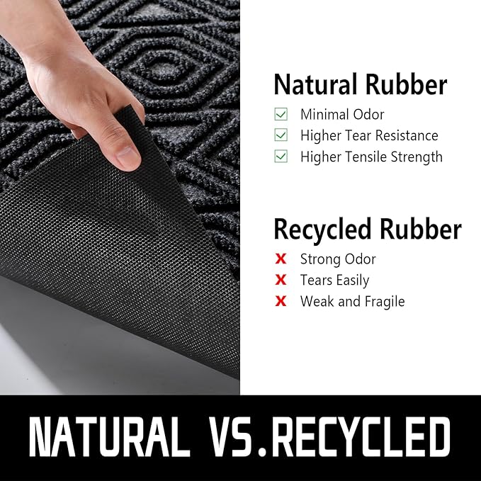 Yimobra Door Mat, Outdoor Indoor Entrance Welcome Mat, Heavy Entry Front Door Mat, Stain & Fade Resistant, Low Profile, Sturdy Rubber, Easy Clean Patio Floor Mat, Waterproof, 47 x 24, Black