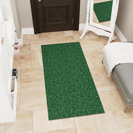 Ottomanson Mud Mat 2' x 2' Entryway Rug - Non-Slip Scraper Doormat for Muddy Paws, Dirt Trapping Indoor/Outdoor Mat for High-Traffic Areas, Kitchen, Garage, Patio, Green