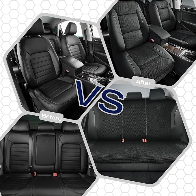 Skechers Memory Foam Car Seat Covers, Air Cool Mesh Thick Seat Covers, Airbag Compatible Car Seat Cover, Automotive Comfort Protection for Most Cars,Vans,Trucks, SUVs,Black