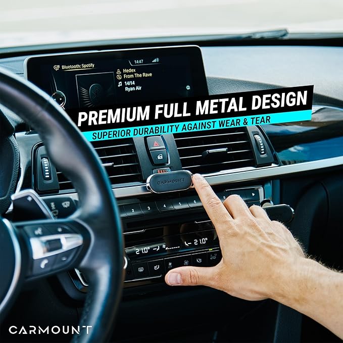 CARMOUNT F1 Dashboard Car Mount | Magnetic Phone Holder for Car, Ultra Strong 8X N52 Magnets, 360° Rotation, Universal Dash Mount for All Phones (2-Pack) | Car Mount Magnet