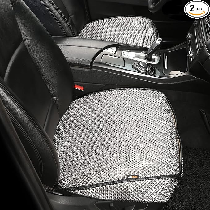 Auto Newer Breathable Universal Four Seasons Car Seat Covers， Luxury Car Seat Cushion，Protectors for Front Seat Bottoms,Compatible with 95% Vehicles， Fit for Cars Truck SUV or Vans(2PCS,Grey)