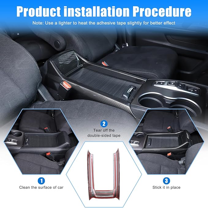 Armrest Box Frame Trim for Honda Pilot 2016-2022/ Ridgeline 2020-2023/ Passport 2019-2023 Accessories, ABS Center Console Armrest Box Frame Protective Cover (Carbon Fiber Pattern)