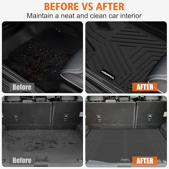 All Weather Floor Mats Cargo Liner for Ford Mustang Mach E 2021-2025 (NOT for Ford Mustang), TPE Rubber Floor Liners Anti-Slip Full Set Automotive Mats for 2025 Mustang Mach E Accessories