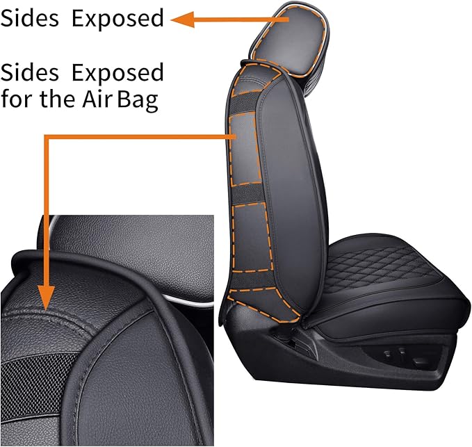 Aierxuan Chevy Silverado GMC Sierra 2 Front Seat Covers Pickup Custom Fit 2007-2025 1500 2500HD 3500HD Crew Double Extended Cab Waterproof Leather Seat Protectors(2 PCS Front, Black)