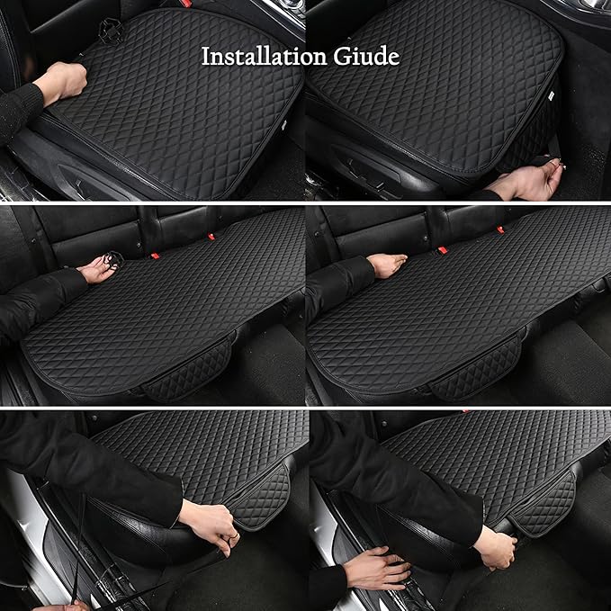West Llama Pu Leather Car Seat Bottom Covers Protectors Include 1 Rear Bench Seat Cover Universal Fit 90% Vehicles,Gray