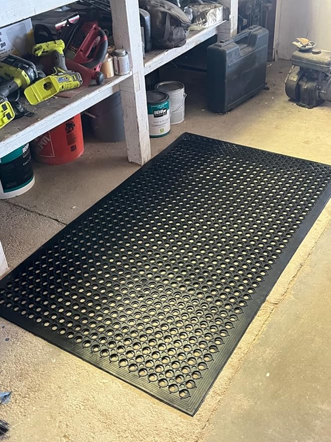 Uniboho Outdoor Rubber Floor Mats Anti Slip Commercial Resturant Kitchen Mat Rubber Drainage Mat 35x24 Inch Heavy Duty Door Mat for Garage Garden Indoor Outside Industral Pool Entrance Bar Wet Area