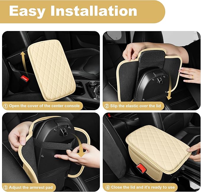 Car Armrest Cover Fit for Acura TSX Leather Center Console Cover Cushion with 2 Storage Bags(Gray)