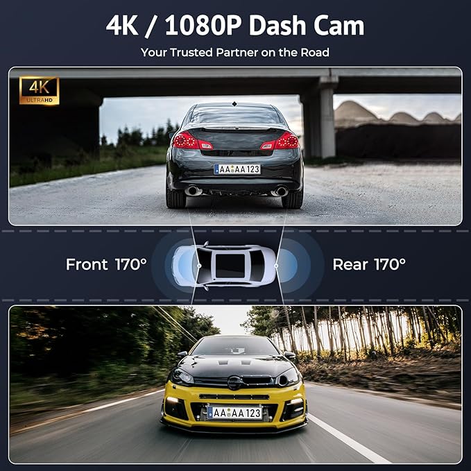 Carplay Screen for Car 10.26" HD IPS Wireless Compatible with Apple Carplay & Android Auto,Touch Car Play Screen with SuperLink,4K Dash Cam,1080p Backup Camera,Loop Recording,Bluetooth Audio,GPS,Siri