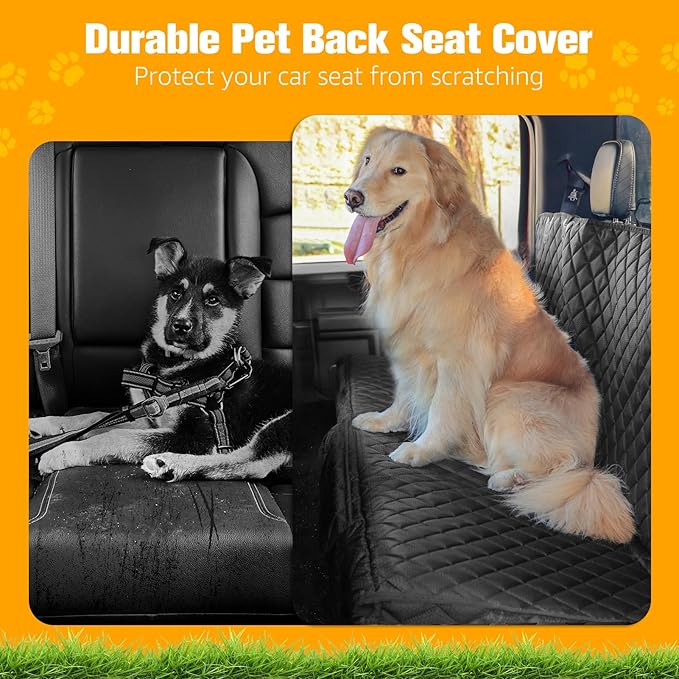 PETICON Dog Car Seat Covers for Ford f150/Ram1500/Nissan Frontier/Toyota Tacoma/GMC Canyon/Silverado, Waterproof Pet Back Seat Cover for Trucks, Scratchproof Nonslip Durable Rear Seat Cover for Dogs