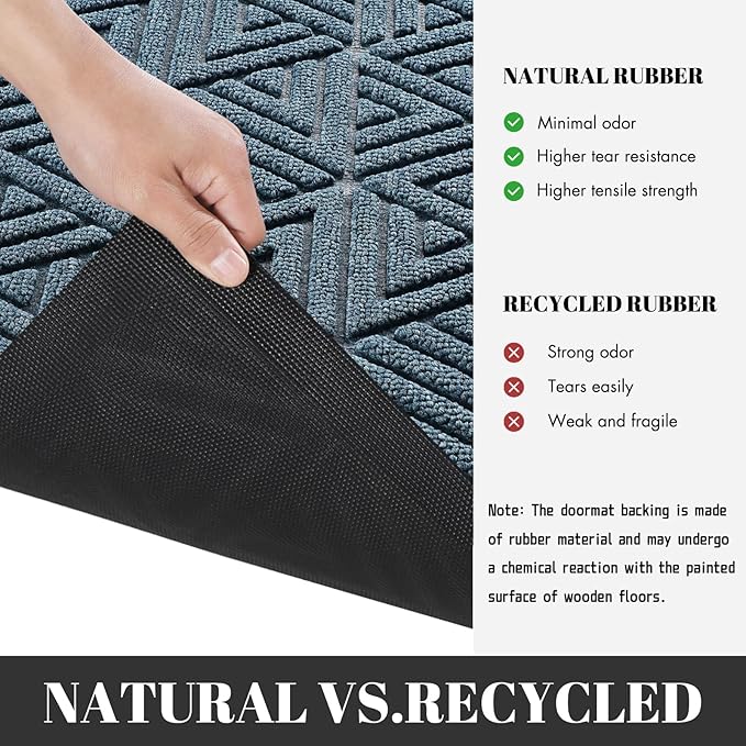 Yimobra Outdoor Mats for Front Door 29.5x17, Stops Mud & Dirt at Entrance, Fits Garage & Patio, All-Weather Waterproof Non Slip Outdoor Indoor Welcome Mat, Mix Blue