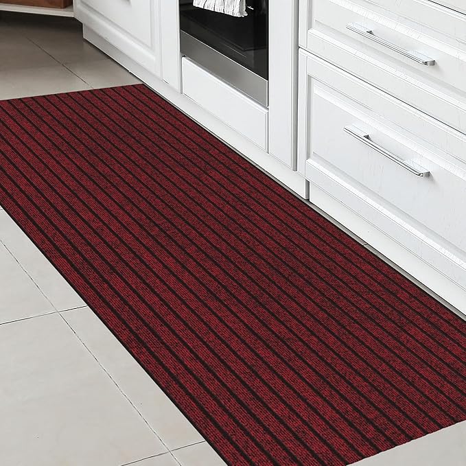 Ottomanson 2'7" x 6' Hallway Runner with Scraper Pile Extra Durable Non-Slip Rug Mat for Indoor & Outdoor Use - Ideal for Kitchen, Entryway, Patio & Garage - High-Traffic Carpet, Red