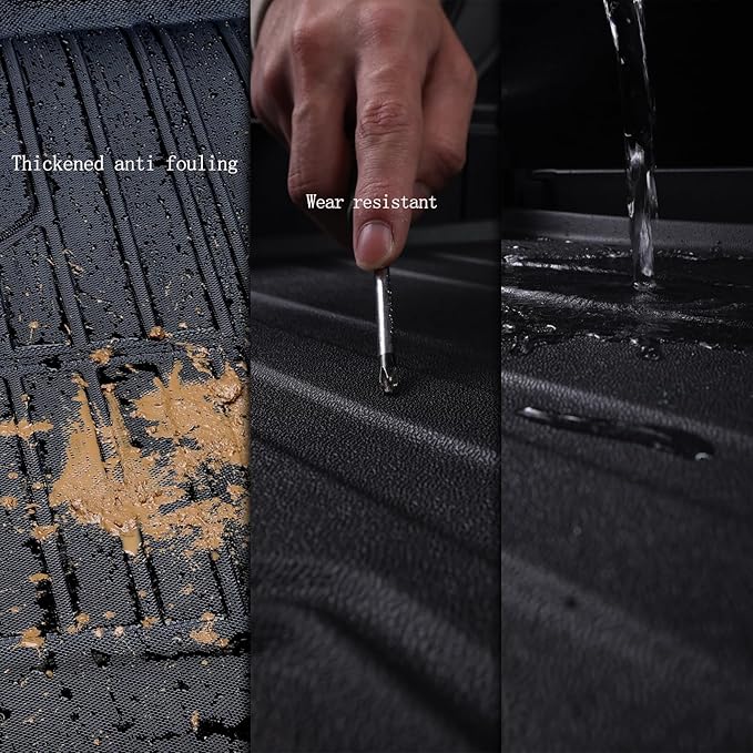 Floor Mats & Large Trunk Mat for 2020-2024 2025 Ford Explorer Only Fit 6 Seats-2 Row Bucket Seat,TPE All Weather Protection 3 Rows Car Floor Liners with Cargo Liner Covering The backrest