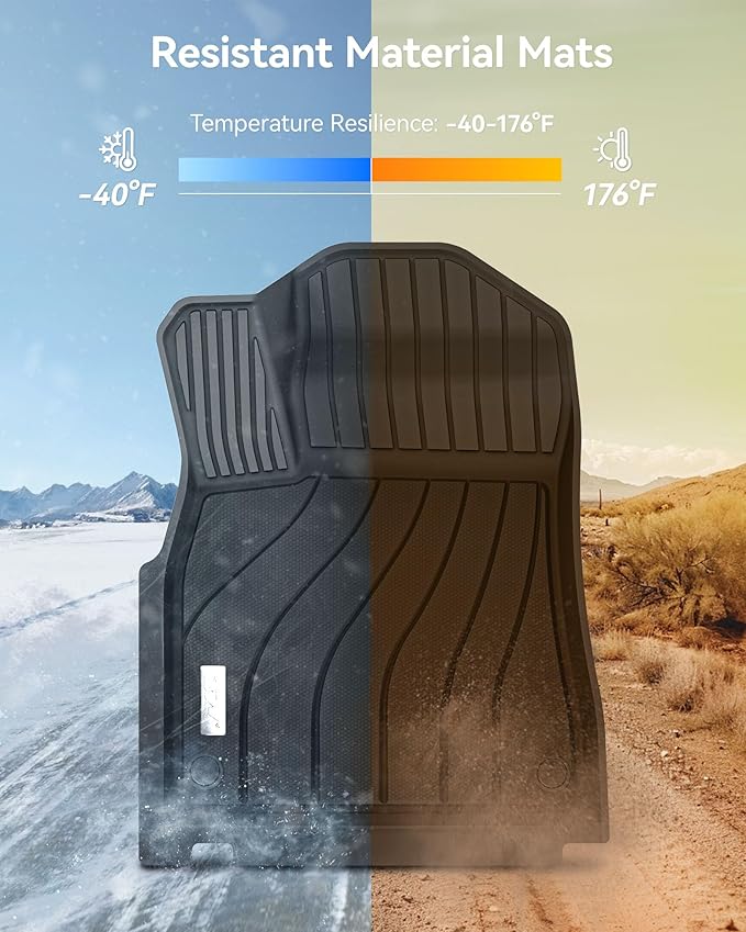 3W Floor Mats Fit Porsche Cayenne 2019-2024 2025 (5 PCS), TPE All Weather Custom Fit Floor Liner for Porsche Cayenne 1st and 2nd Row 5 PCS Car Mats, Black