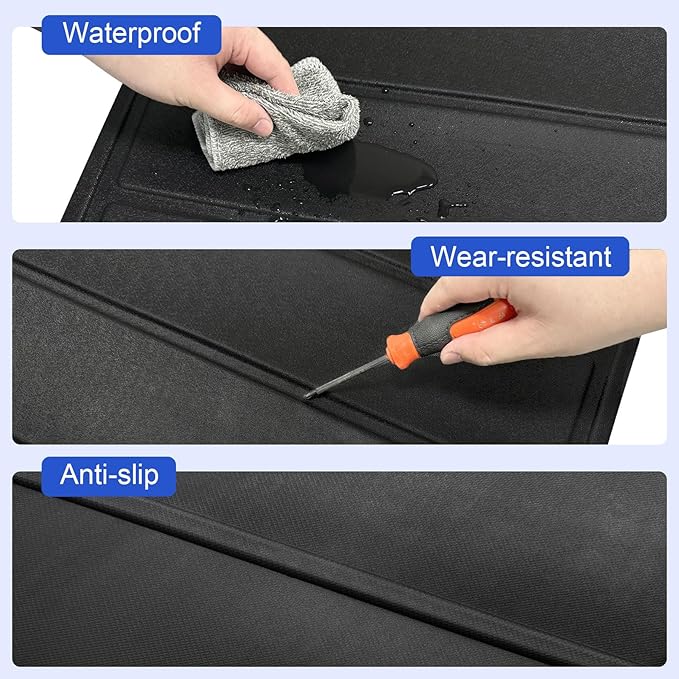 Truck Bed Mats Compatible with 2019-2024 2025 Chevy Silverado 1500 & GMC Sierra 1500 Crew Cab 5.8Ft Short Bed, TPE All-Weather Truck Bed Liner