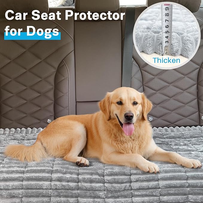 Dog Car Seat Cover for Back Seat, Dog Bed for Car, Fit for Backseat Extenders, Car Seat Protector, Nonslip Soft Durable for Cars Trucks and SUVs (Light Gray, 24.8"*54")