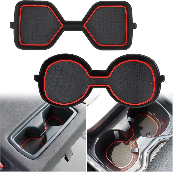 Auovo 3D Cup Holder Inserts for Toyota RAV4 Accessories 2025 2024 2023 2022 2021 2020 2019 Silicone Center Console Cup Holder Coaster Liner Mat Pad Interior Trims (Red, 2pcs kit)
