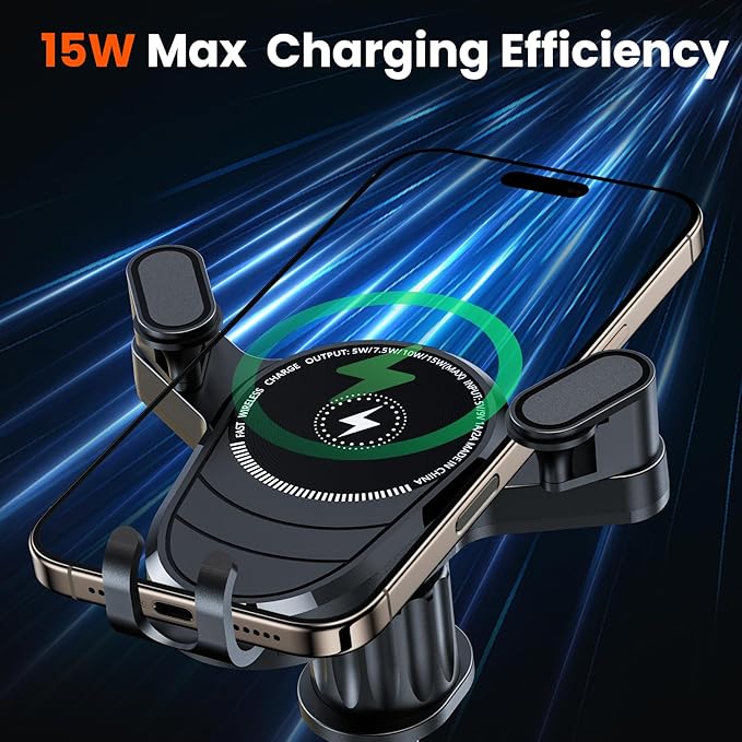 Wireless Car Charger Mount, 15W/10W/7.5W Fast Charging Air Vent Car Phone Holder Mount Compatible with iPhone 17/16/15/14/13/12/11/10 Series, Samsung Galaxy Series