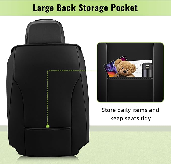 AOMSAZTO Universal Front Seat Covers for Chevrolet Chevy Trax Colorado Equinox Malibu Silverado Tahoe Traverse Suburban Cruze Blazer Trailblazer Fits for All Chevy Cars Sedan Truck SUV - Black