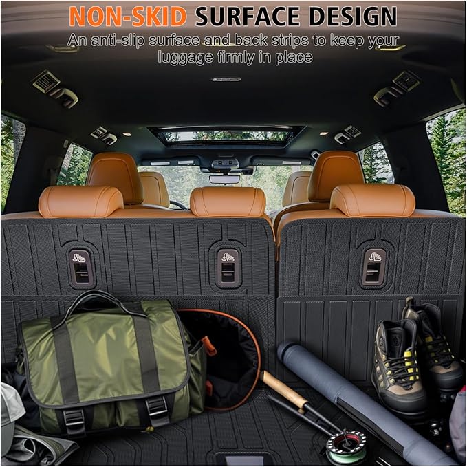 All Weather Car Floor Mats Cargo Liner with Backrest Mat for 2025 2026 Nissan Armada/Infiniti QX80 8 Seats, TPE Rubber Liners Full Set Automotive Mats for 2025 2026 Nissan Armada Accessories