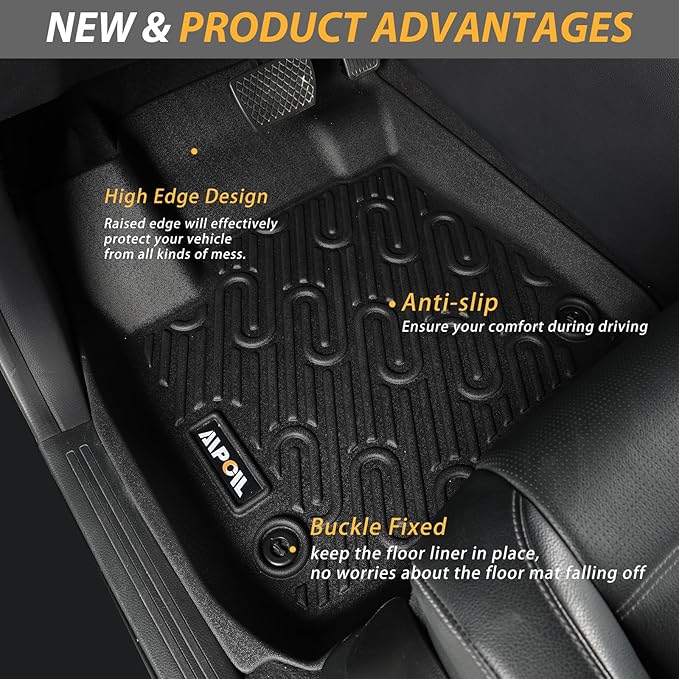 AIPOIL® Floor Mats & Cargo Liner Set for 2021-2025 Kia K5 (Only FWD Models) & 2020-2025 Hyundai Sonata (Include Hybrid) All Weather Protection Full Set Custom Car Mats Accessories - Black