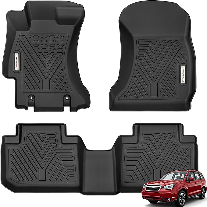 YITAMOTOR Floor Mats Compatible with 2014-2018 Subaru Forester, Custom Fit Black TPE Floor Liners 1st & 2nd Row All-Weather Protection