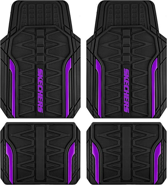 Skechers Car Floor Mats,Heavy Duty Rubber Car Mats Full Set,All Weather Floor Mats,Waterproof TrimTo Fit Universal Floor Liner Car Accessories,Automotive Floor Mats for Cars Trucks SUV,Purple