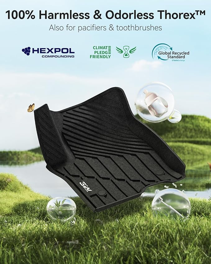 3W Floor Mats & Cargo Liner for 2021-2026 Chevy Suburban (Only 7 Seats (Not Fit 8/9 Seats) / Yukon XL (Not Fit Yukon) /Escalade ESV 7 Seat, TPE All Weather Custom Fit Full Set Car Liner,Bucket Seat