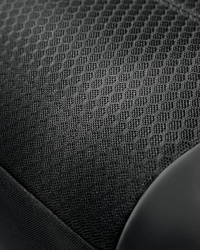 Skechers Memory Foam Car Seat Covers, Leather Seat Covers with Thick Memory Foam, Black Air Cool Rear Seat Covers, Automotive Comfort and Protection for Most Cars, Van,Trucks, SUVs(Rear,Black)