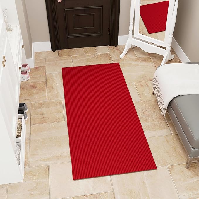 Ottomanson Non Slip Rug with Scraper Pile Durable for Indoor and Outdoor Use 2' x 5' Hallway Runner Mat - Ideal for Kitchen, Entryway, Patio & Garage - High-Traffic Carpet, Red