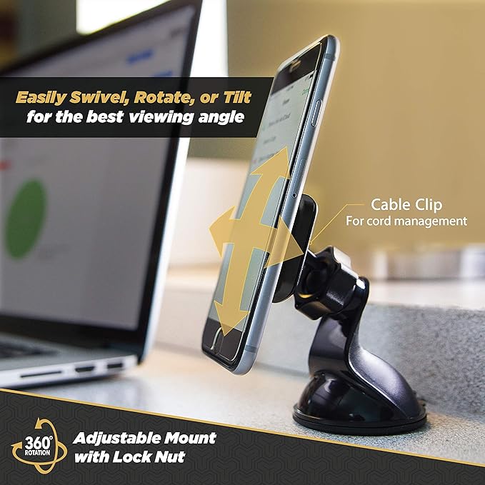 Scosche MAGWSM-2PXCES0 MagicMount Magnetic Suction Cup Phone Mount for Car Windshield/Dashboard, 360° Adjustable Magnet Head, Universal Phone Holder Compatible With iPhone, Samsung & More (Pack of 2)