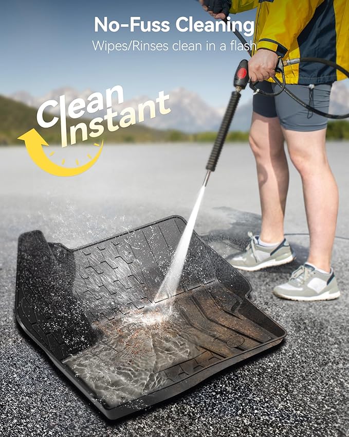 3W Floor Mats Compatible for Lincoln MKC 2015-2019, TPE All Weather Floor Liner Custom Fit 1st and 2nd Rows Full Set Car Liners - Black