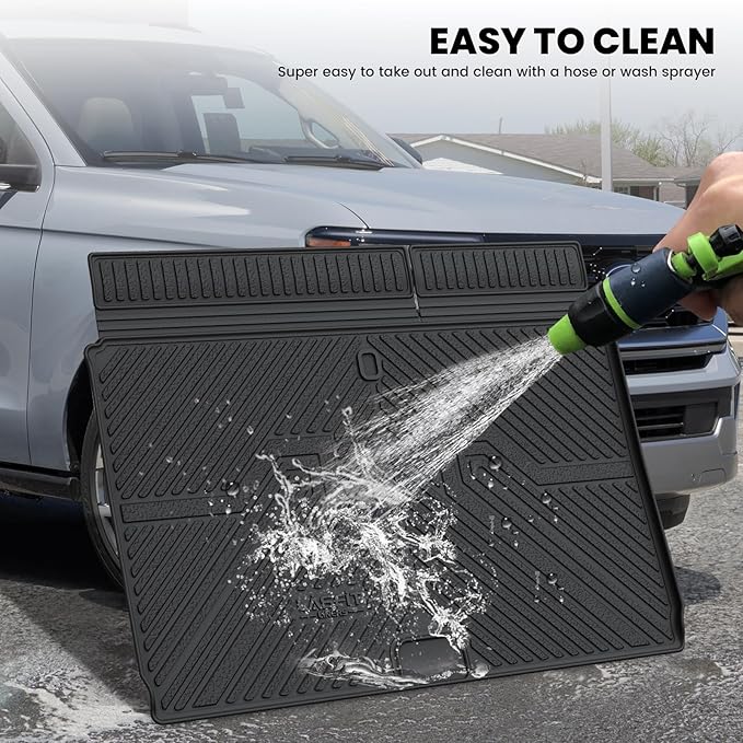 LASFIT Trunk Mat with Backrest Mat Ford Expedition Max & Lincoln Navigator L 7 Seats 2025 2026(Not fit 8 Seats),Costom Fit All Weather Protection TPE Easy Clean Cargo Liners,4pcs,Black