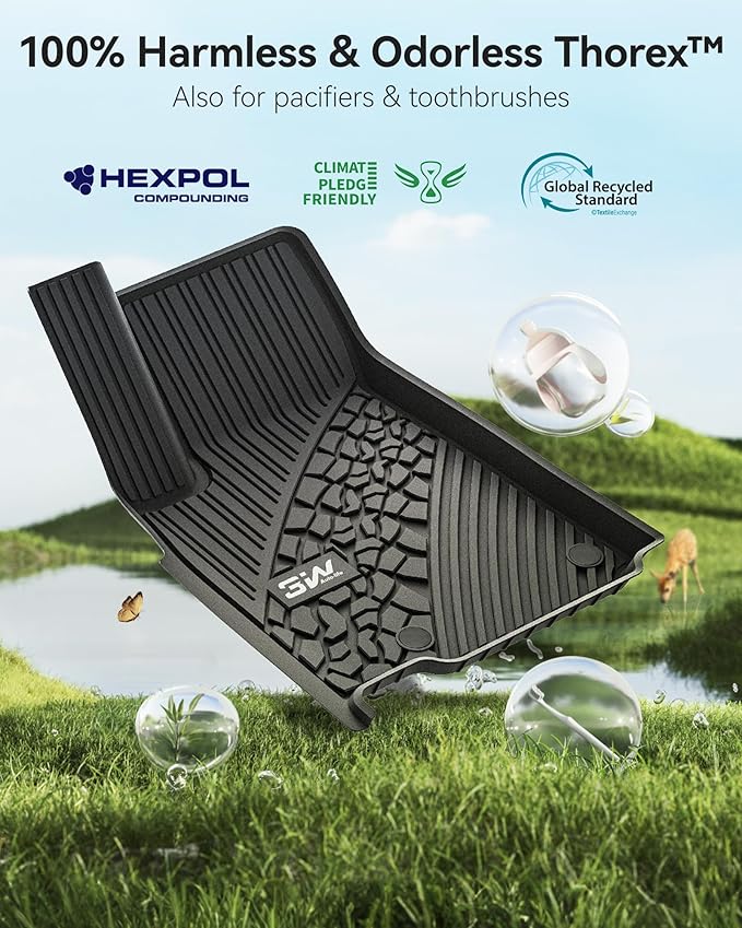 3W Floor Mats Fit for 2022-2025 Jeep Grand Cherokee (Non L or WK) TPE All Weather Custom Fit Floor Liner 1st and 2nd Row Full Set Car Mats, Black