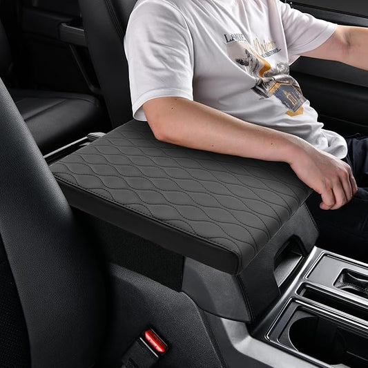 Truck Center Console Cover/pad PU Leather,Universal Large Armrest mat, Adjust Driving Posture Cushion,Protector Box,Keep Driving Safety,f150 Sierra Titan silverdo Tundra