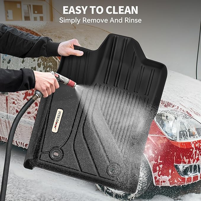 YITAMOTOR Floor Mats Fits for Toyota Tundra Double Cab 2026 2025-2022, Custom Fit Tundra Car Mats, All-Weather TPE Front and Rear Row Floor Liners, Black