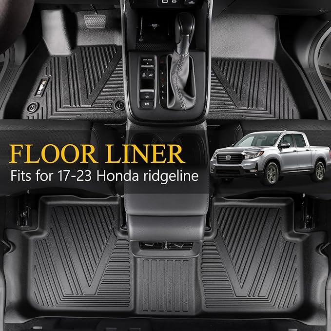 Wailtnb-Floor Mat Custom for Honda Ridgeline 2017-2026 All Weather Protection Waterproof Non-Slip Floor Liners Fit 1st& 2nd Row Accessories Black