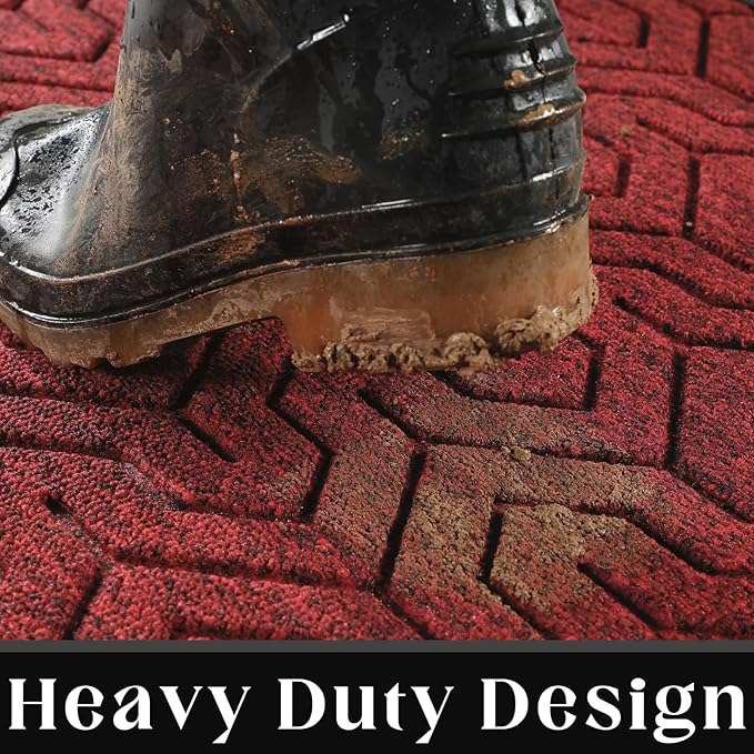 Yimobra 72x24 Indoor Outdoor Runner Rug, Heavy-Duty Entrance Mat for High Traffic Areas, Commercial Grade Welcome Door Mat, Easy Clean Black Red