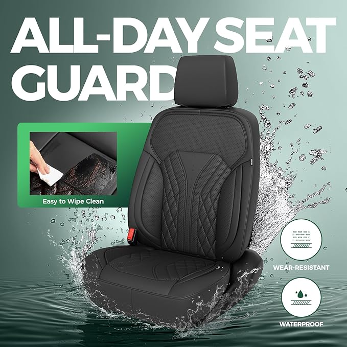 for Chevy Silverado GMC Sierra Waterproof Seat Covers, Crew Cab 1500 2014-2018, 2500HD 3500 HD 2015-2019, Truck Protectors Accessories Full Set, Black