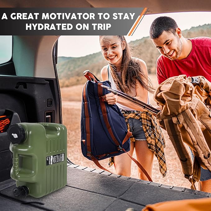 5 Gallon Water Jug, Camping Water Container BPA Free Water Storage with Spigot No Leakage Portable Emergency Water Tank for Outdoor Hiking Camping Picnic Supplies Green