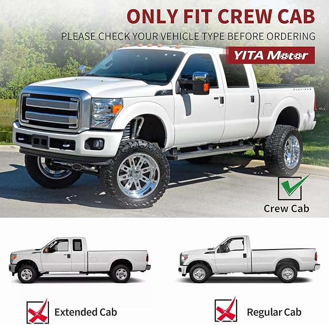 YITAMOTOR Floor Mats Compatible with 2012-2016 Ford F250/F350/F450/F550 Super Duty SuperCrew/Crew Cab, TPE All Weather Custom Fit for F-250/F-350/F-450/F-550 Accessories, 1st & 2nd Row Floor Liner Set