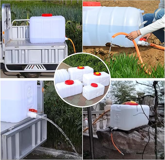 Large Water Storage Tank BPA Free Water Jug Container with Spigot, Portable Food Grade Plastic with Wide Opening for Outdoor Camping Hiking RV Emergency(Size:200L,Color:White)