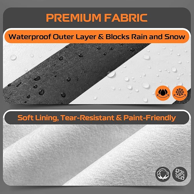 Kayme Heavy Duty Coupe Car Cover Waterproof All Weather for Automobiles, Outdoor Full Exterior Cover with Tape and Towel, Rain Snow Sun UV Protection, Fits Ford Mustang, Chevy Camaro etc.