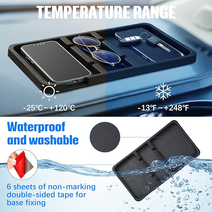 Yulejo Extra Large Dashboard Mat for Car Dashboard Accessories, Anti Skid Car Pad Compatible with All Smartphone Car Non Slip Pad for with Non Marking Tape (Trendy)