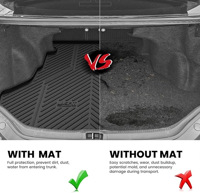 LASFIT Trunk Mat for Toyota Camry 2017 2016 2015 2014 2013 2012 (Not Fit Hybrid), Custom Fit TPE All Weather Cargo Mat for Camry 2012-2017 Trunk Liner Rear Cargo Liner, Black