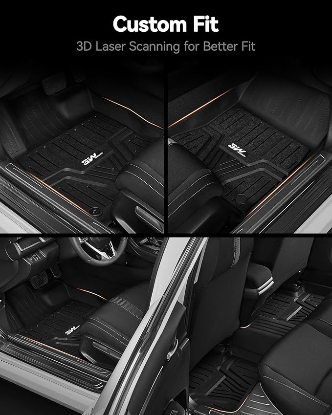 3W Floor Mats Fit for 2022-2026 Honda Civic & Acura Integra 2023-2025(Not Fit Hybrid/Manual), Custom Fit Floor Liner for 1st 2nd Row Full Set TPE All-Weather Car Liners Black