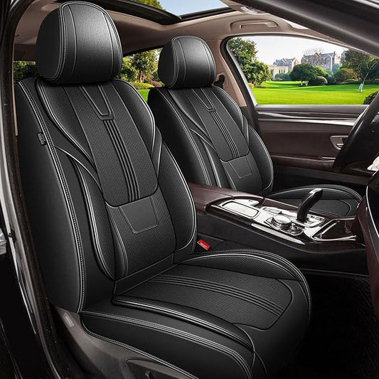 AOMSAZTO Car Seat Covers Full Set for Chevrolet Chevy Cruze 2011-2019: Seat Cover Faux Leather Breathable Waterproof Compatible Airbag (Black)