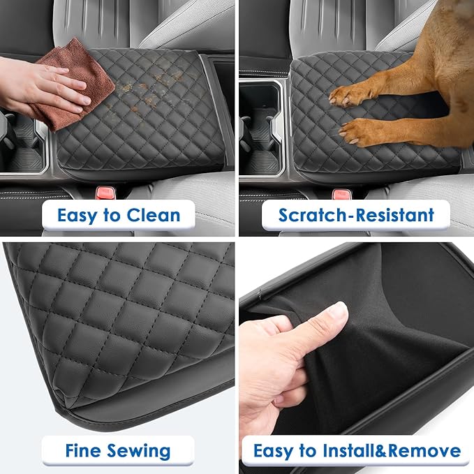 2024 2025 2026 Tacoma Center Console Cover for ToyotaTacoma (SR/SR5/TRD PreRunner/TRD Sport/TRD Off-Road/Limited/Trailhunter), Cushion&Comfy Leather Armrest Cover 2026 2025 Tacoma Accessories