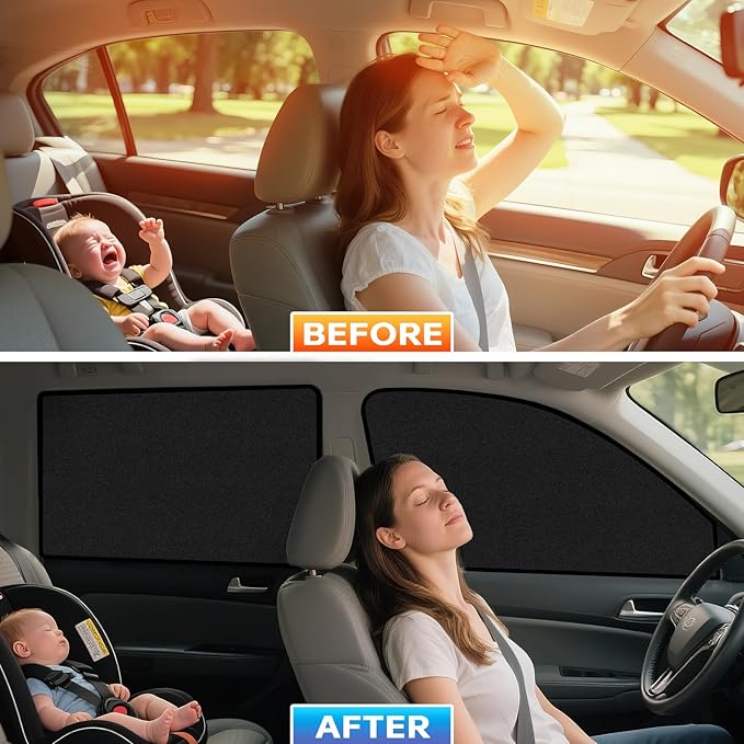 ZATOOTO Suede Car Window Shades 4PCS - Car Window Covers for Ultimate Privacy, UV Protection, and Heat Insulation, Sun Shade Perfect for Camping, Travel, Baby Safety, and Daily Use